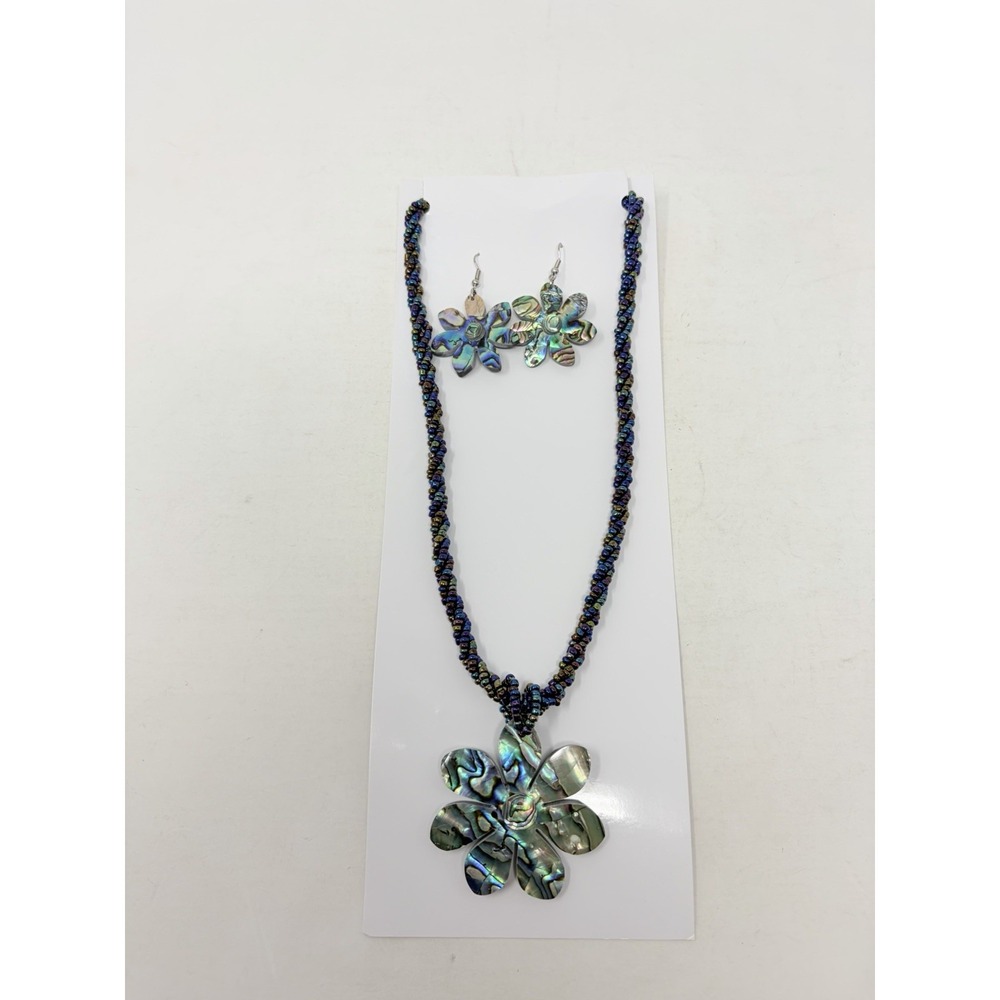 Shop LC Resin and Glass Beaded Earrings and Necklace (24 in) in Stainless Steel